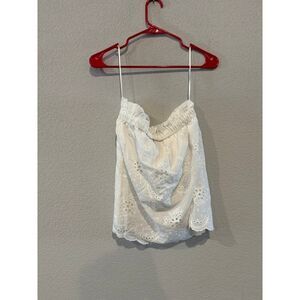 NWT Magnolia Boutique‎ Women's Size S Strapless Scalloped Eyelet Tube Top White